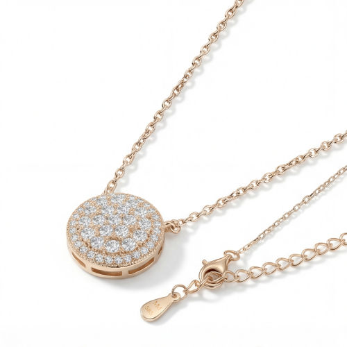 Brillante - Pendentif à grappe de moissanites rondes avec halo pavé
