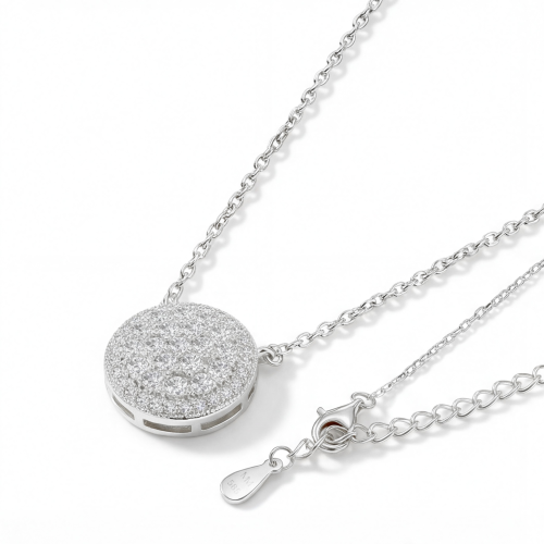 Brillante - Pendentif à grappe de moissanites rondes avec halo pavé