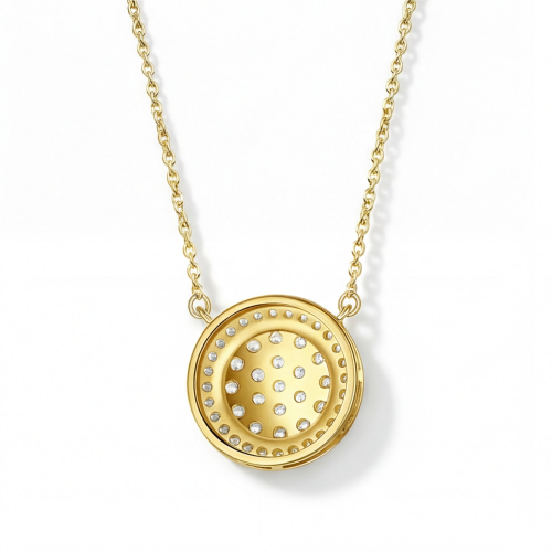 Brillante - Pendentif à grappe de moissanites rondes avec halo pavé