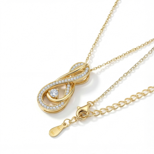 Infinity - Pendentif torsadé en moissanite avec pavé