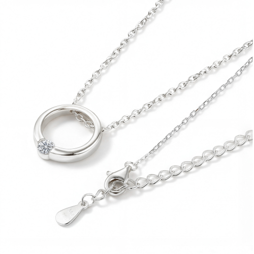 Luna - Pendentif solitaire contemporain en moissanite