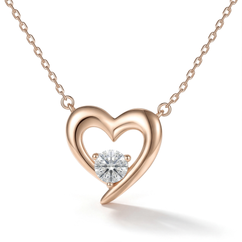 Embrace - Pendentif en moissanite à silhouette de cœur avec pierre de centre