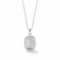 Memento - Pendentif en moissanite brillante avec halo pavé