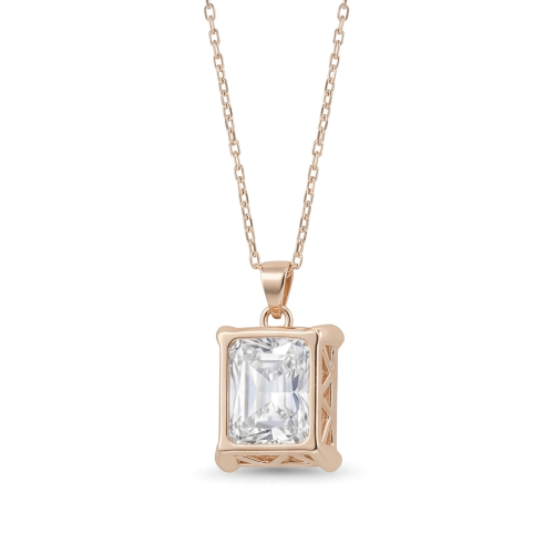 Quadra - Pendentif solitaire classique en moissanite de taille radiant