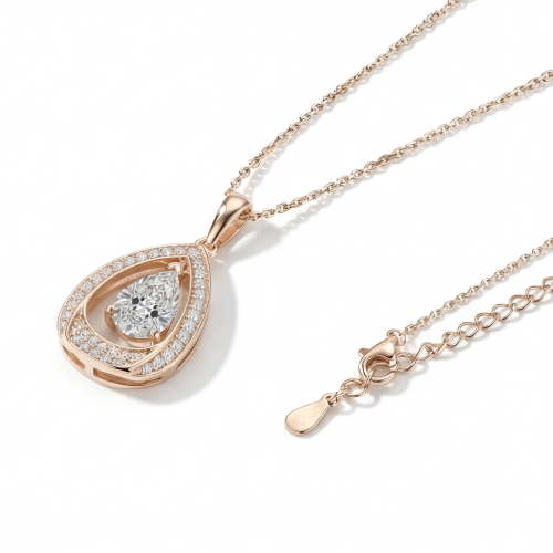 Pendula – Pendentif goutte en moissanite avec l’élégance d’un double halo