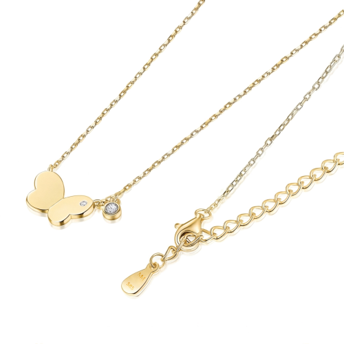 Papillia - Collier avec charm papillon et détails en moissanite