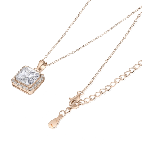Radiance - Pendentif halo en moissanite taille princesse