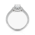 Plushette - Bague de fiançailles en moissanite taille coussin allongée avec halo et corps de bague micropavé