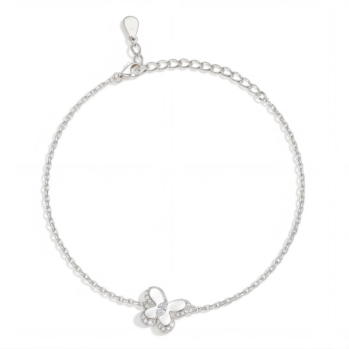 Bloomique - Bracelet à charm en moissanite avec motif floral et détails scintillants