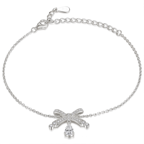 Pearlette - Bracelet à motif nœud en moissanite taille poire avec serti pavé