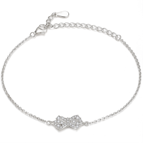 Gleamique - Bracelet à motif nœud en moissanite avec chaîne réglable
