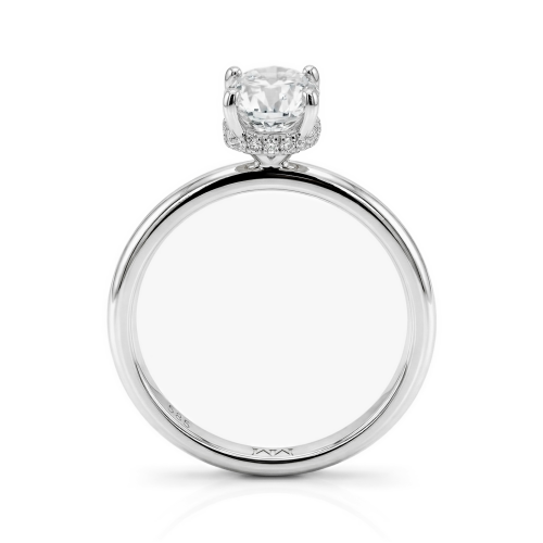 Ovalisse - Bague en moissanite taille ovale avec halo caché circulaire