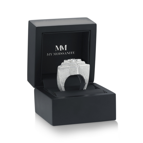 Zenith - Bague étoile pour homme en moissanite taille poire avec serti pavé