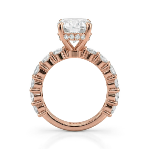 Majestica - Bague en moissanite ovale avec pierres latérales