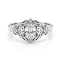 Gardenia - Bague de fiançailles en moissanite ovale avec des détails en forme de cœur et des détails ronds