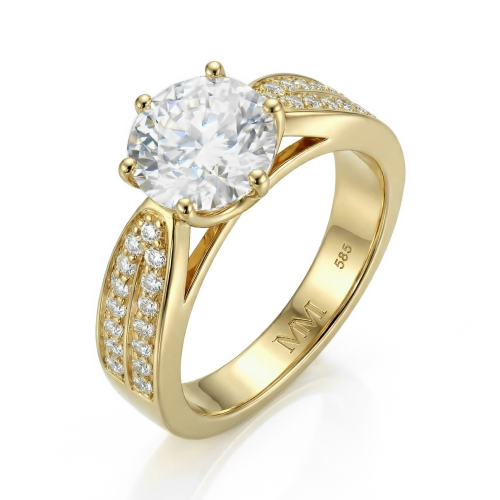 Sylphie – Bague de fiançailles en moissanite avec deux pierres latérales