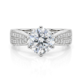 Sylphie - Bague de fiançailles en moissanite avec deux pierres latérales