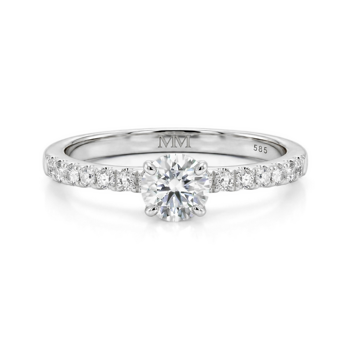 Finesse - Bague de fiançailles en moissanite avec pierres latérales