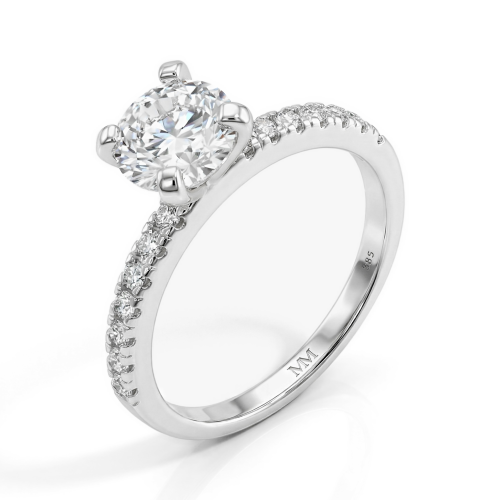 Finesse - Bague de fiançailles en moissanite avec pierres latérales