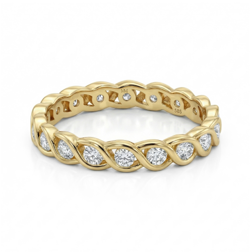 Celestine - Bague d’éternité torsadée en moissanite avec serti clos