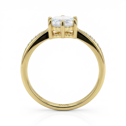 Stellar - Bague de fiançailles en moissanite avec pierres latérales en serti pavé