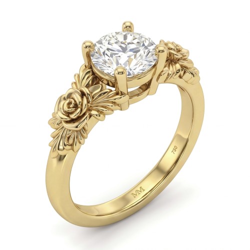 Roselle - Bague de fiançailles florale en moissanite avec serti pavé