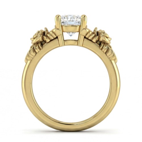 Roselle - Bague de fiançailles florale en moissanite avec serti pavé