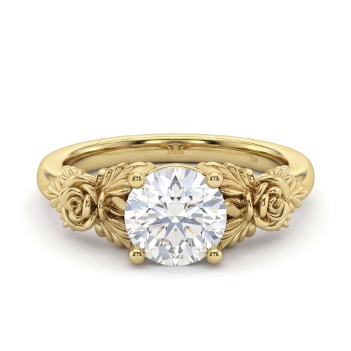 Roselle - Bague de fiançailles florale en moissanite avec serti pavé