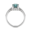 Verdisia - Bague de fiançailles vintage à motif floral en moissanite verte taille émeraude