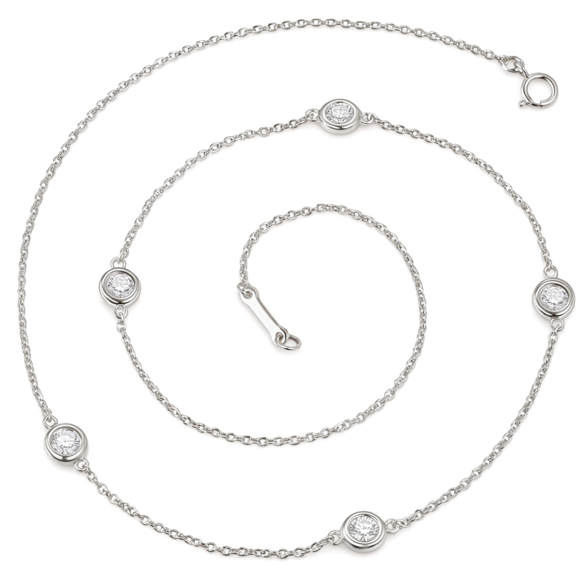 Circa - Collier avec moissanite en serti clos et maillons réglables