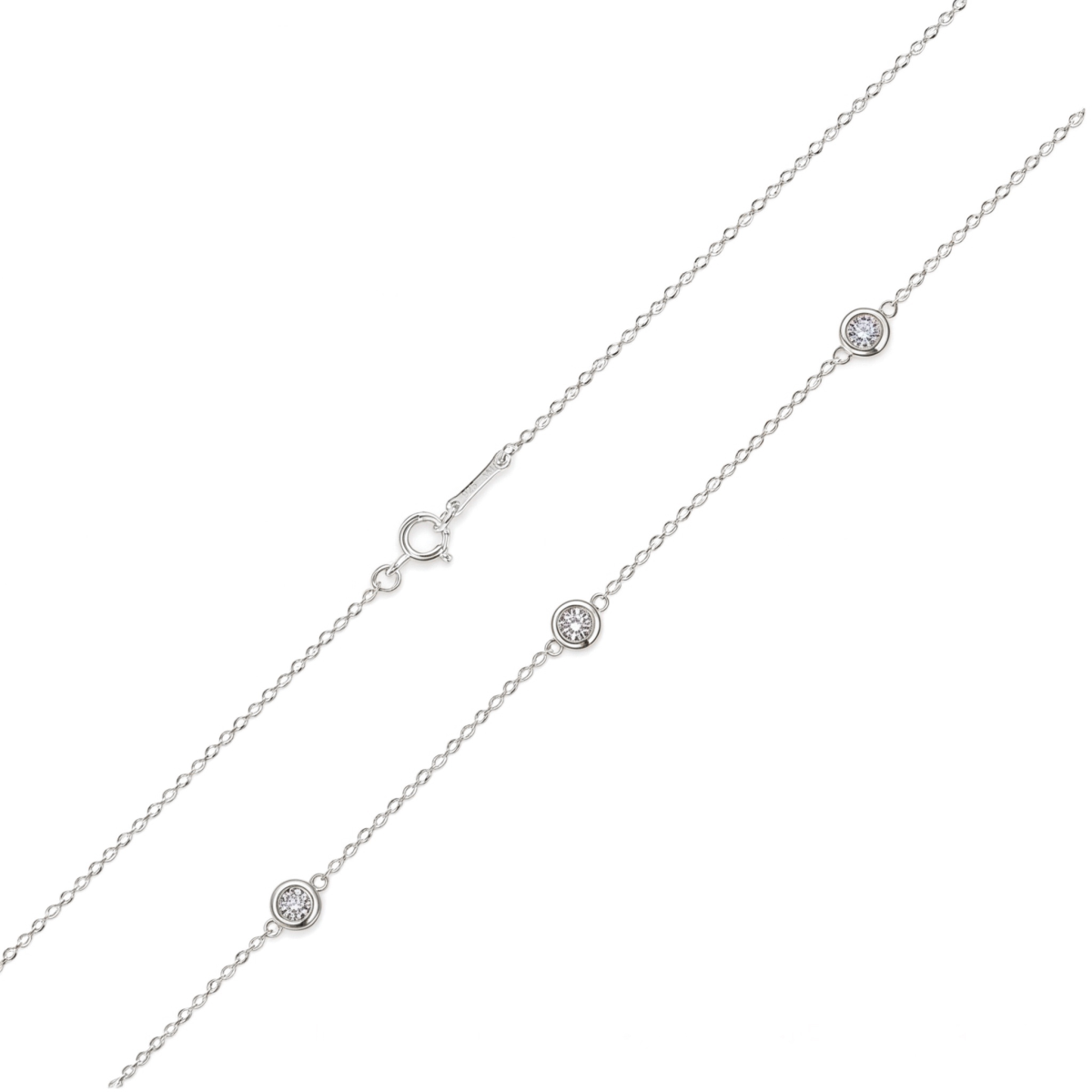 Circa - Collier avec moissanite en serti clos et maillons réglables