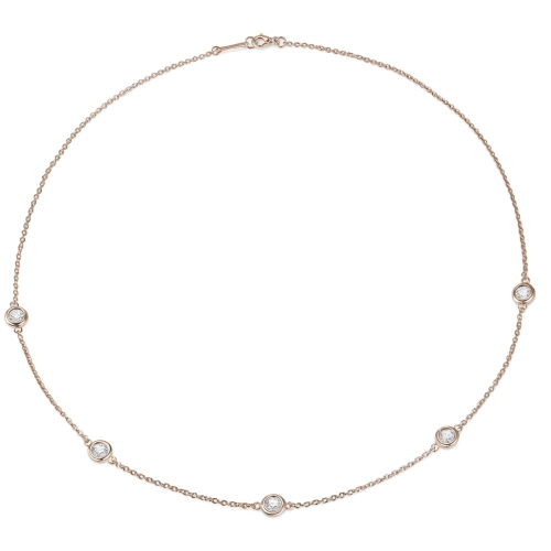Circa - Collier en moissanite serti clos avec maillons ajustables