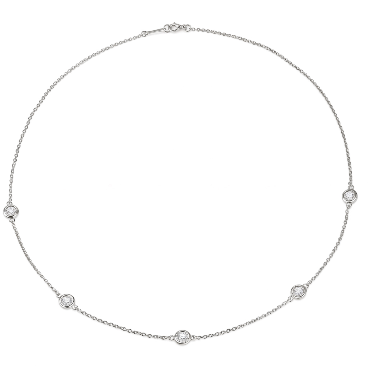 Circa - Collier avec moissanite en serti clos et maillons réglables