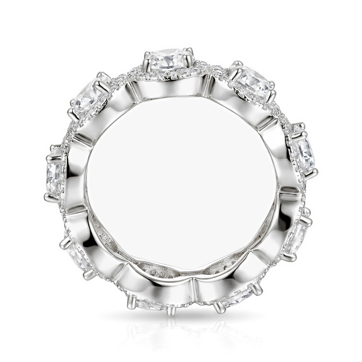 Allegra - Bague d’éternité en moissanite avec halo et pierres d’accompagnement