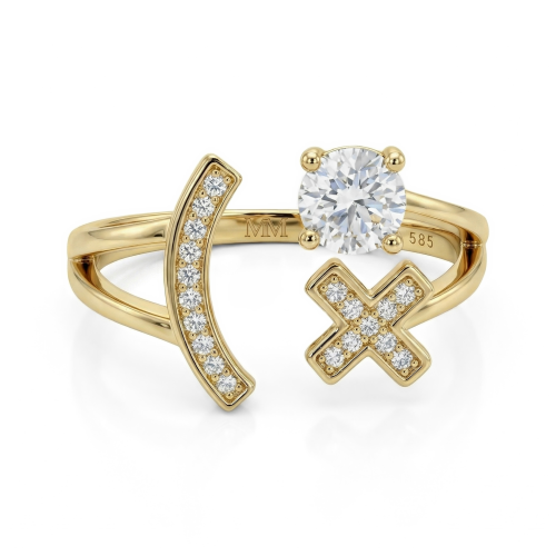 Lexis - Bague en moissanite au motif pavé de croix et de croissant