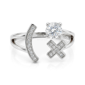 Lexis - Bague en moissanite avec motif pavé en forme de croix et de croissant