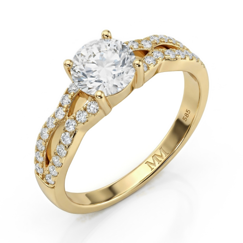 Verity - Bague de fiançailles en moissanite avec anneau torsadé