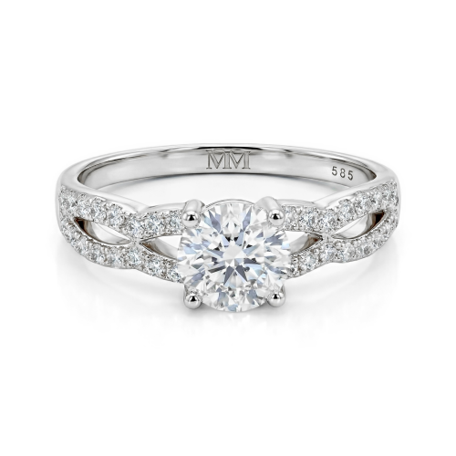 Verity - Bague de fiançailles en moissanite avec anneau torsadé