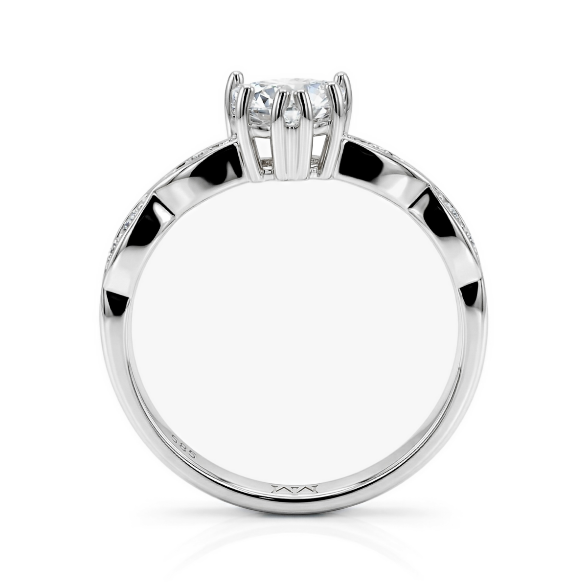 Affection - Bague de fiançailles en moissanite taille cœur avec anneau torsadé