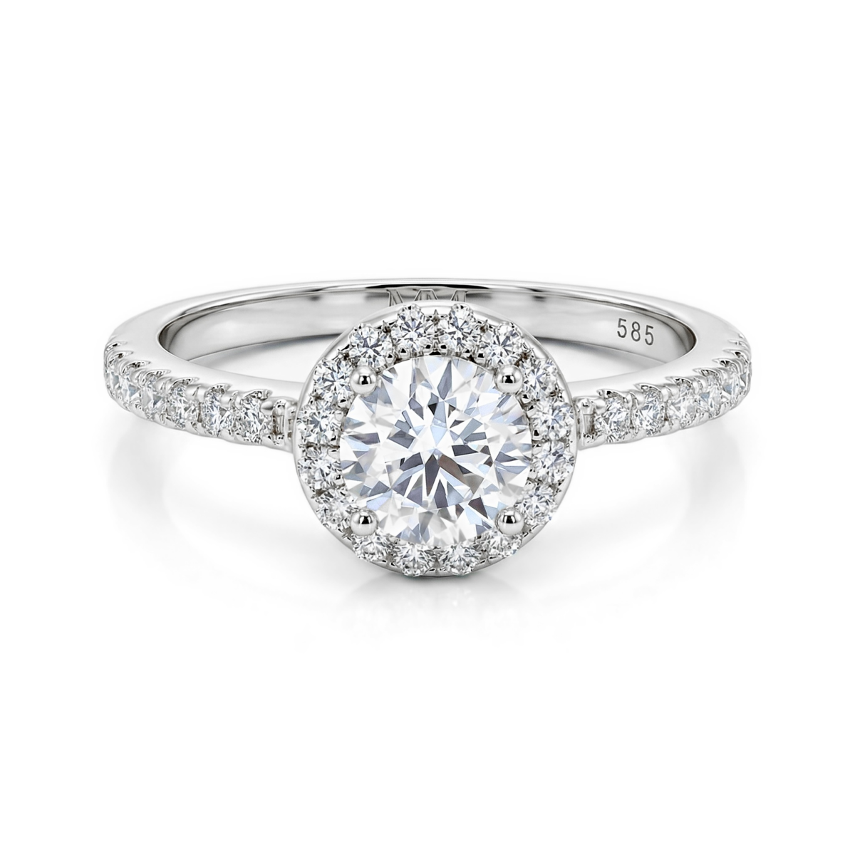 Dynara - Bague de fiançailles en moissanite avec halo et anneau pavé