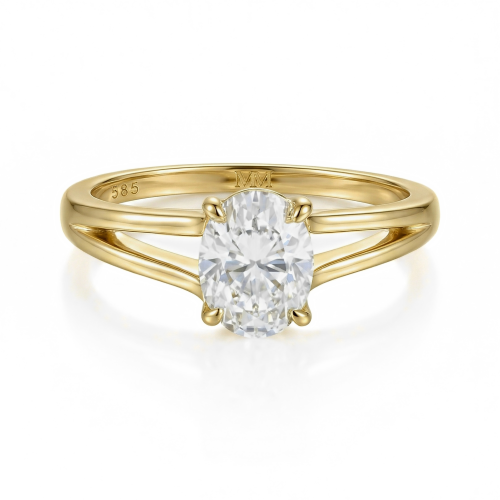 Grace – Bague à corps dédoublé avec moissanite ovale