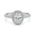 Orletta - Bague de fiançailles en moissanite ovale avec halo et anneau pavés
