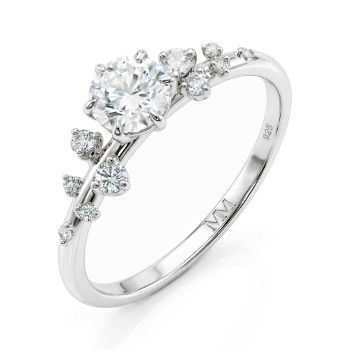 Aurora - Bague en moissanite avec pierres latérales minimalistes