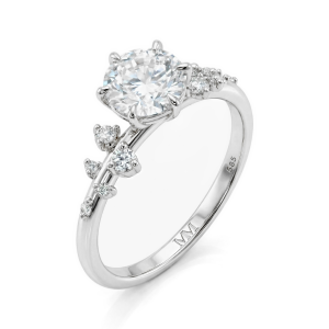 Aurora - Bague en moissanite avec pierres latérales minimalistes