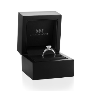 Aurora - Bague en moissanite avec pierres latérales minimalistes