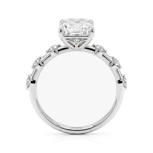 Isla - Bague en moissanite taille radiant avec pierres latérales