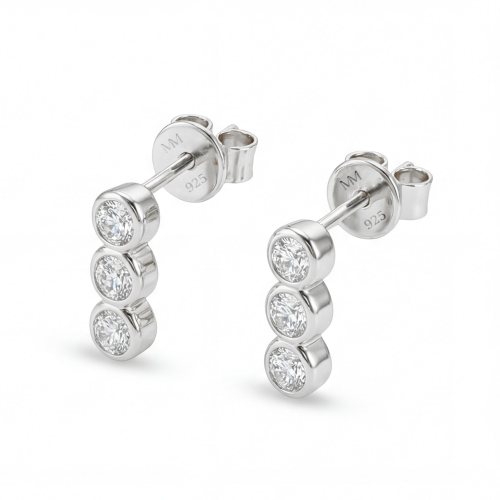 Tri-Bezel - Puces d’oreilles en moissanite en serti clos