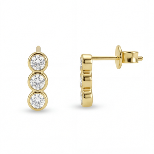 Tri-Bezel - Puces d’oreilles en moissanite en serti clos