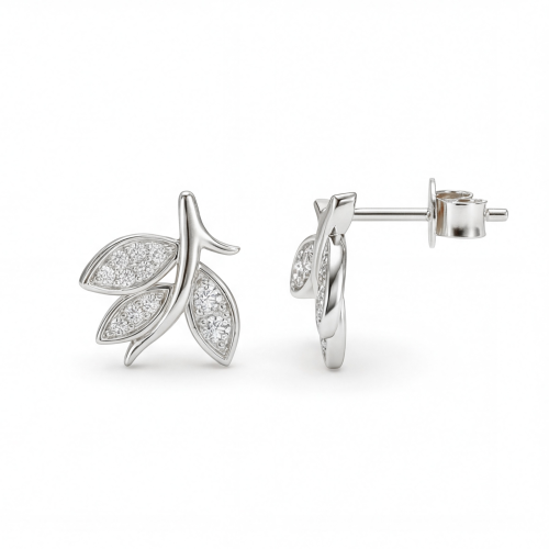 Pavé Leaves - Puces d’oreilles en moissanite