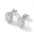 Ellipse - Puces d’oreilles en moissanite ovale en serti halo
